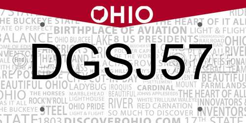 DGSJ57 Ohio License Plate