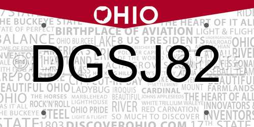 DGSJ82 Ohio License Plate