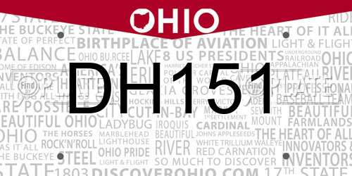 DH151 Ohio License Plate