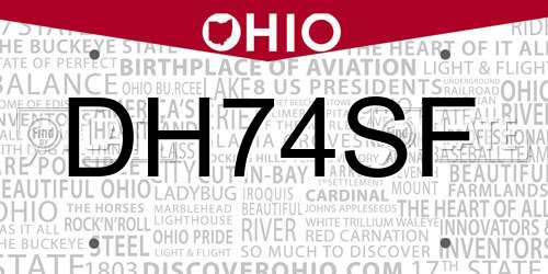 DH74SF Ohio License Plate