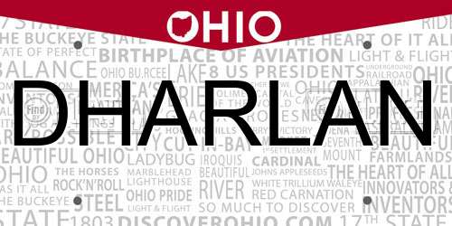 DHARLAN Ohio License Plate