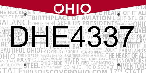 DHE4337 Ohio License Plate