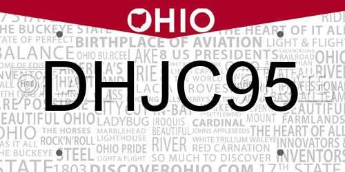 DHJC95 Ohio License Plate