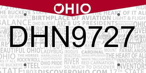 DHN9727 Ohio License Plate