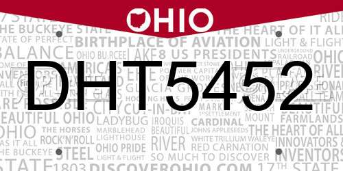 DHT5452 Ohio License Plate