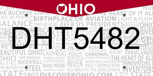 DHT5482 Ohio License Plate
