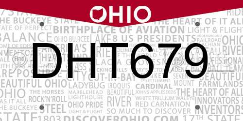 DHT679 Ohio License Plate
