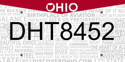 DHT8452 Ohio License Plate