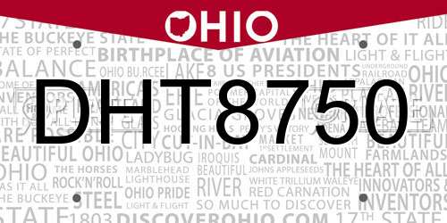 DHT8750 Ohio License Plate