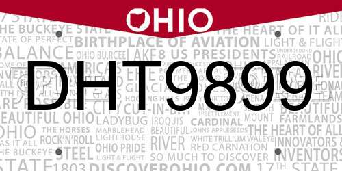 DHT9899 Ohio License Plate