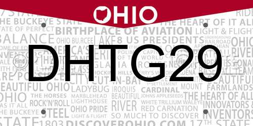 DHTG29 Ohio License Plate