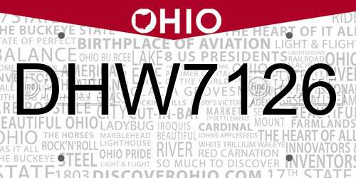 DHW7126 Ohio License Plate