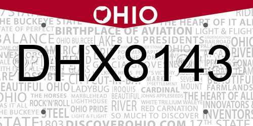 DHX8143 Ohio License Plate