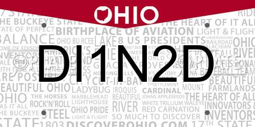 DI1N2D Ohio License Plate