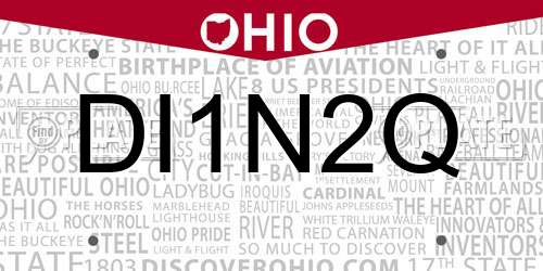 DI1N2Q Ohio License Plate