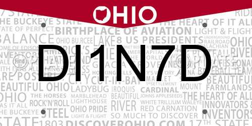 DI1N7D Ohio License Plate