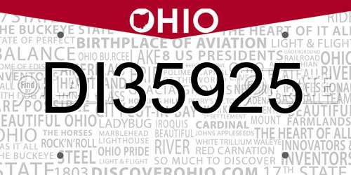 DI35925 Ohio License Plate