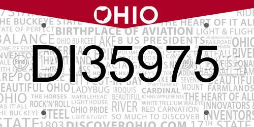 DI35975 Ohio License Plate