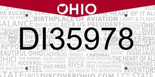 DI35978 Ohio License Plate