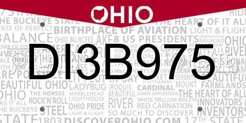 DI3B975 Ohio License Plate