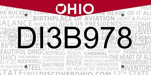 DI3B978 Ohio License Plate