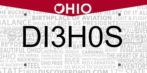 DI3H0S Ohio License Plate