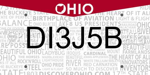 DI3J5B Ohio License Plate