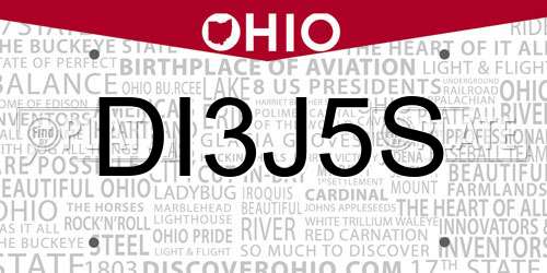 DI3J5S Ohio License Plate