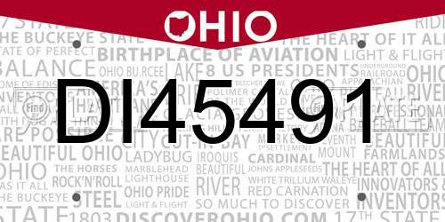 DI45491 Ohio License Plate