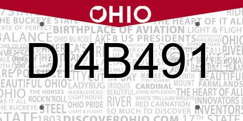 DI4B491 Ohio License Plate