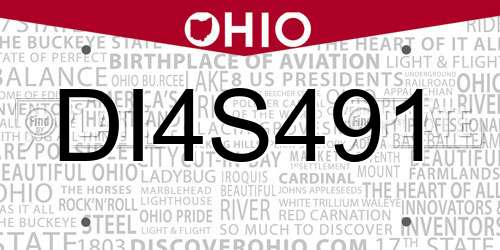 DI4S491 Ohio License Plate