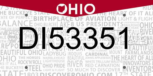 DI53351 Ohio License Plate