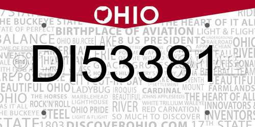 DI53381 Ohio License Plate