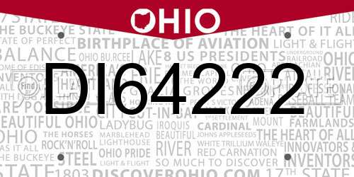 DI64222 Ohio License Plate