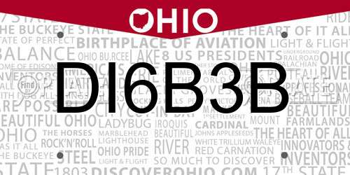 DI6B3B Ohio License Plate