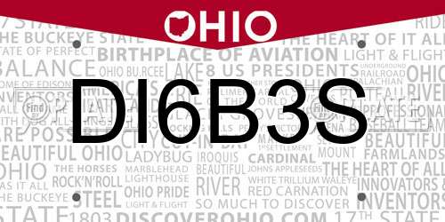 DI6B3S Ohio License Plate