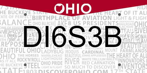 DI6S3B Ohio License Plate