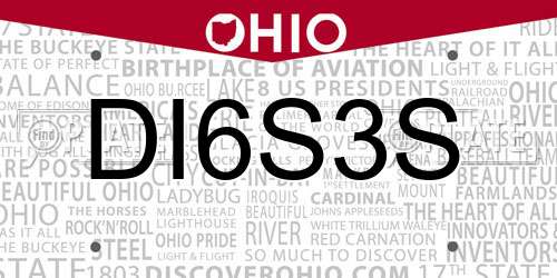 DI6S3S Ohio License Plate
