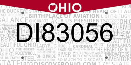 DI83056 Ohio License Plate