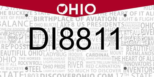 DI8811 Ohio License Plate