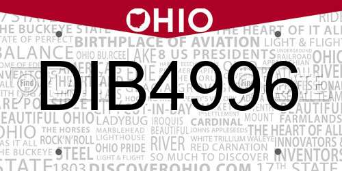 DIB4996 Ohio License Plate