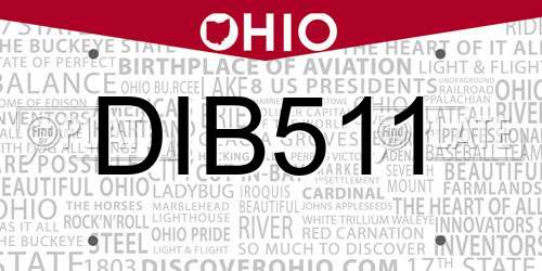 DIB511 Ohio License Plate