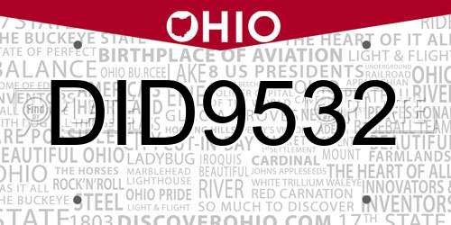 DID9532 Ohio License Plate