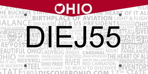 DIEJ55 Ohio License Plate