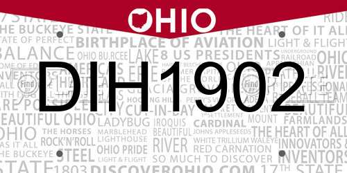 DIH1902 Ohio License Plate