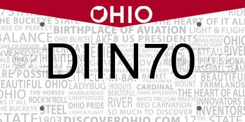 DIIN70 Ohio License Plate
