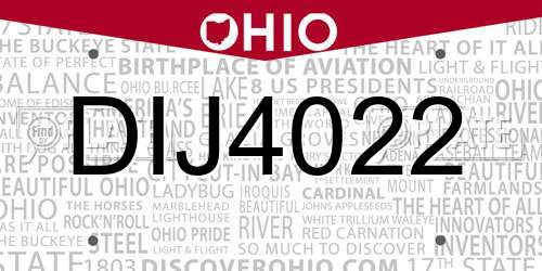 DIJ4022 Ohio License Plate