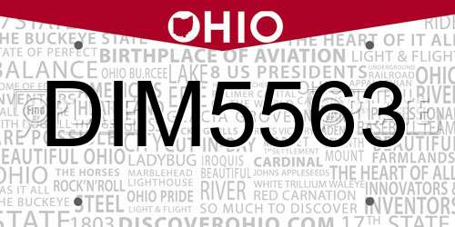 DIM5563 Ohio License Plate