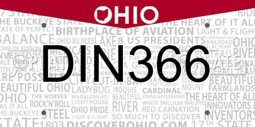 DIN366 Ohio License Plate
