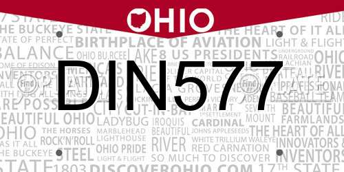 DIN577 Ohio License Plate